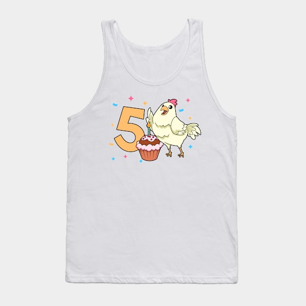 I am 5 with chicken - kids birthday 5 years old Tank Top by Modern Medieval Design